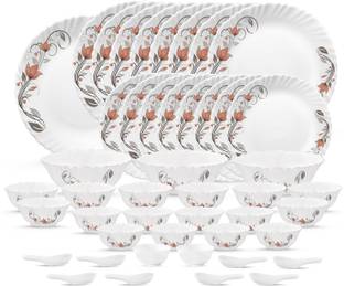 LAOPALA Pack of 46 Opalware Scarlet Bloom Dinner Set