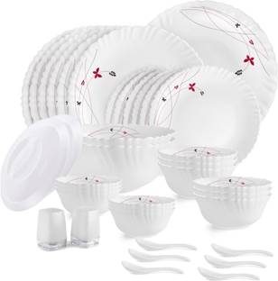 cello Pack of 37 Opalware Dazzle Lush Fiesta 37 Pcs Dinner Set