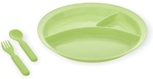 KORBOX Plastic Plastic Dinner Serving Plate for Kids Plastic Breakfast, Lunch, Dinner Set Dinner Set