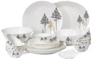 cello Pack of 33 Opalware Imperial Golden Pine 33 Pcs Dinner Set