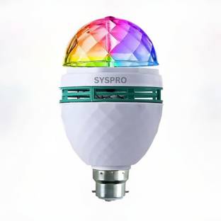 Syspro Disco Light 360 Degree LED Crystal Rotating Bulb Light Lamp | Single Disco Ball