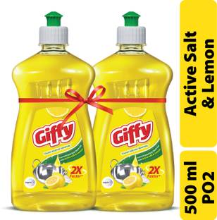 Giffy Concentrated Liquid Dish Wash Gel with Active Salt & Lemon Dish Cleaning Gel