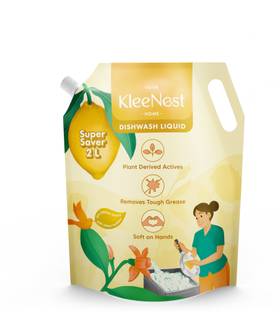 Kleenest Natural Dishwashing Liquid with Lemon Odour Busters with Plant-Derived Actives Dish Cleaning Gel
