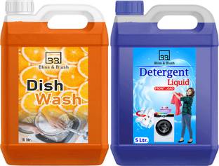 BLISS & BLUSH Dish Wash Liquid Non Acidic Orange 5L & Detergent Front 5L Dish Cleaning Gel