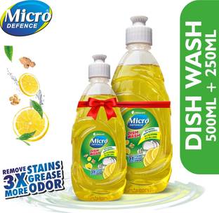 MicroDefence Dish Wash Liquid|Remove 3X Oil & Fat|Suitable in Hard Water|Baby,Pet & Skin Safe Dish Cleaning Gel