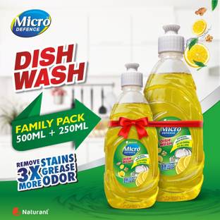 MicroDefence Plant Based Dish Wash Gel Concentrate|50% Less Scrubbing|Baby,Pet,Skin Friendly Dish Cleaning Gel