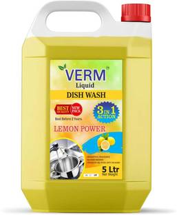 vermliquids Dishwash Liquid Gel 5 Liter with Lime And Basil Fragrance, Leaves No Residue Dish Cleaning Gel