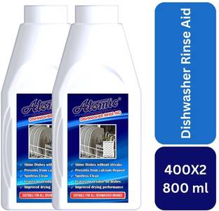 ATOMIC Dishwasher Rinse Aid Liquid Pack of 2 - 400 ml Each for Shine & Dry Dishes Dish Cleaning Gel