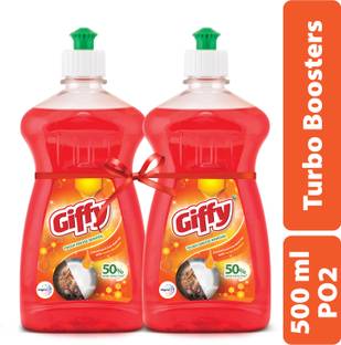 Giffy Liquid Dish Wash Gel with Turbo Boosters & 50% More Effective Dish Cleaning Gel