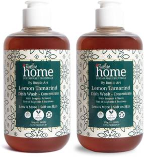 RUSTIC ART Lemon Tamarind Dish Wash Concentrate (300g*2) |Pack of 2 Dish Cleaning Gel