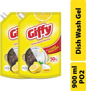 Giffy Concentrated Liquid Dish Wash Gel with Active Salt & Lemon Dish Cleaning Gel