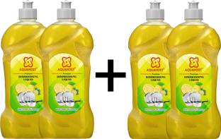 AQUAHOST Lemon dish washing gel pack of 4 (500 ML in 4 bottle) (2 L) Dish Cleaning Gel