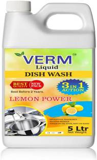 vermliquids Utensil Cleaning Liquid | Lemon | 5 Litre | Heavy Grease Cleaner | Safe for Skin Dish Cleaning Gel