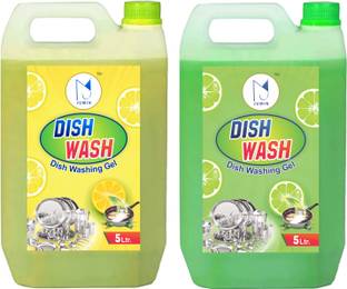 Jumin Dishwash Combo 5L Yellow+5L Green Liquid, Kitchen Utensil Cleaner 10L Dish Cleaning Gel