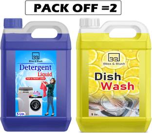 BLISS & BLUSH 5 l Yellow dish wash 5 Top/Fant Load Washing Machine Laundary Liquid Detergent Multi-Fragrance Liquid Detergent