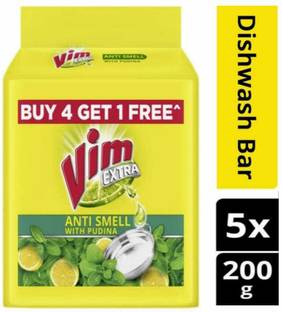 Vim Extra Anti Smell With Pudina ## Pack Of (5×200g) Dishwash Bar