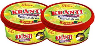 kranti Dishwash Tub 1000g| Set of 2| Round Shape| Free Scrubber Inside|500g each Dishwash Bar