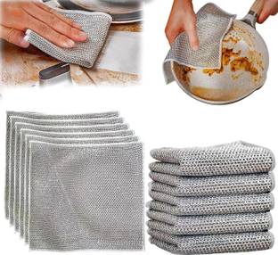 RadhaTex Pack of 10 Double-Sided Non-Scratch Dish Wash Mesh Wire Cloth for Kitchenx10.575 Dishwash Bar