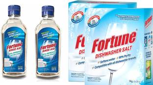 FORTUNE Dishwasher Salt (2 Unit) + Rinse Aid (2 Unit) Dishwashing Detergent