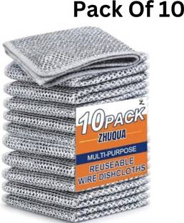 KRAZE Pack of 10 Wire Cleaning Cloth / Dishwashing Scrub Pads CCX10.24 Wet and Dry Stainless Steel, Microfiber Cleaning Cloth