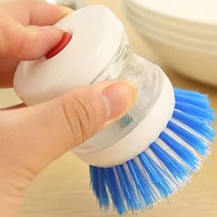 WHAAKART Branded Dish/Washbasin Plastic Cleaning Brush with Liquid Soap Dispenser pack of Dishwash Bar