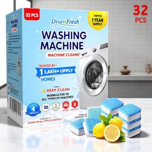 DrumFresh 32 Pcs Ultimate Washing Machine Cleaning Tablets | Natural Shine Dishwashing Detergent