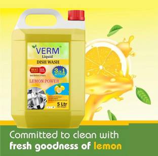 vermliquids Dish Wash Gel Lemon Power For Cleansing Stains, Oil, Grease And Bacteria Dishwashing Detergent