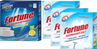 FORTUNE Dishwasher Detergent (1 Unit) + Salt (3 Unit) Dishwash Bar