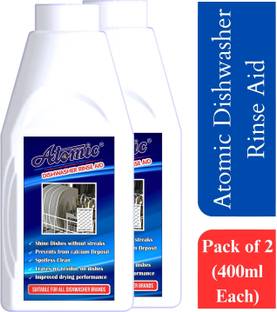 ATOMIC Dishwasher Rinse Aid Pack of Two 400 ML each Dishwashing Detergent