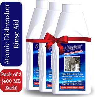 ATOMIC Dishwashing Rinse Aid Lemon Sparkle 400ml Pack Of 3 Dishwashing Detergent