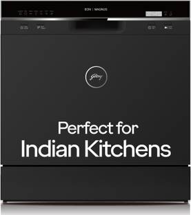 Godrej DWT EON MGNS 8C NF SKBK Free Standing 8 Place Settings Compact With Inbuilt Heater Dishwasher