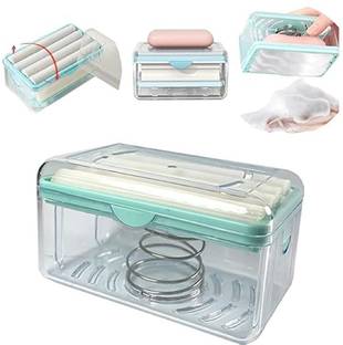 reozan 2-in-1 Portable Laundry Rolling Soap Box Plastic Bathroom Set