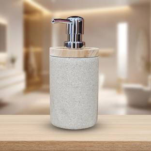 iBELL 400 ml Beige Polyresin Liquid Soap Dispenser For Bathroom | Handwash Dispenser Polyresin Bathroom Set