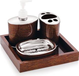 Tedemel Classy Tooth Brush Holder/Liquid Soap Dispenser/Soap Dish/Tray) 4pc set Plastic Toothbrush Holder