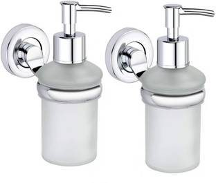 APERSON Steel Bathroom Wall Mounted Round Liquid Shampoo Dispenser Pack of 2 Stainless Steel Bathroom Set