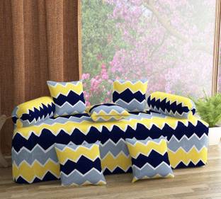 Rabhnoor Polycotton Geometric Diwan Set