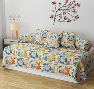 HIDECOR Cotton Floral Diwan Set