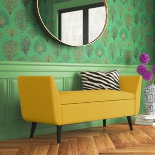 TFS Leon Velvet Fully upholstered Bench with Storage Box For Bedroom/Livingroom Solid Wood Settee