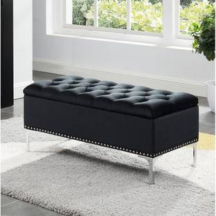 TFS Morden Chesterfield Designer Bench Settee with Storage Box Solid Wood 2 Seater