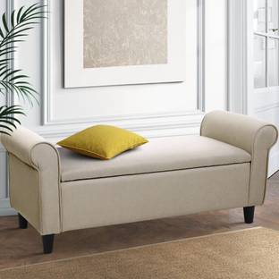 MAJESTIC MART Luxury Plain Storage Armrest Bench 2 Seater Sofa For Livingroom, Bedroom, Office Solid Wood Settee