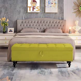 TFS Luxury Velvet Tufted Settee/Sofa 2 Seater with Storage Box For Bedroom/Living Solid Wood Settee