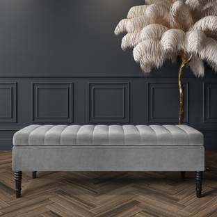 TFS Velvet fabric bench/settee with storage box for bedroom/Living room 2 Seater Solid Wood Settee