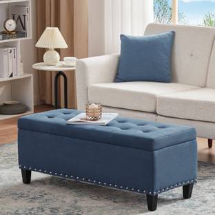 TFS Luxurious Nail-Head Button Tufted Settee/Sofa with Storage Box for Bedroom Solid Wood Settee