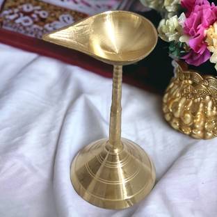 Divine Bazaar brass diya stand for pooja Brass Table Diya