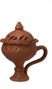 Haus Fabula Handcrafted Terracotta Dhunachi With Lid For Home/ Pooja/ Festive/ Diwali Décor Terracotta Table Diya