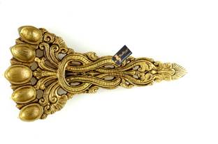 Two Moustaches Sheshnag Design Five Oil Wick Pooja Spoon, Antique Yellow Brass Table Diya