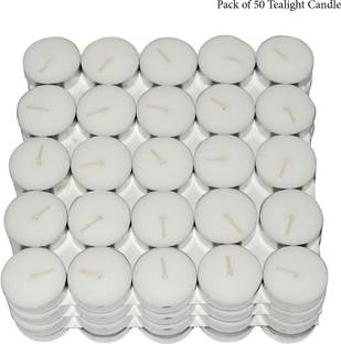 PRIDE STORE Pack of 50 Tealight Candle For diwali Decoration Steel Tealight Holder Set