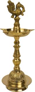 Spillbox Traditional Handcrafted Brass Diya Oil Lamp for Home Temple -KV Annam medium Brass Table Diya