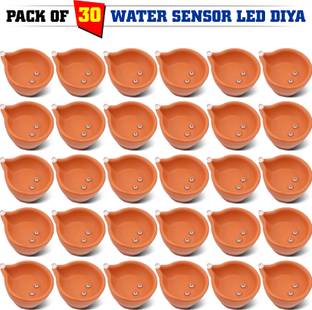 SLYKA Water Sensor Reusable Led Diya's for Home Festivals Decoration Diwali Light Plastic (Pack of 30) Table Diya Set