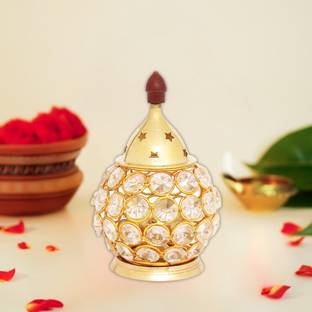 EliteTouch Crystal Diya Crystal Table Diya Diamond diya Crystal Table Diya (Height: 5 inch) Crystal Table Diya